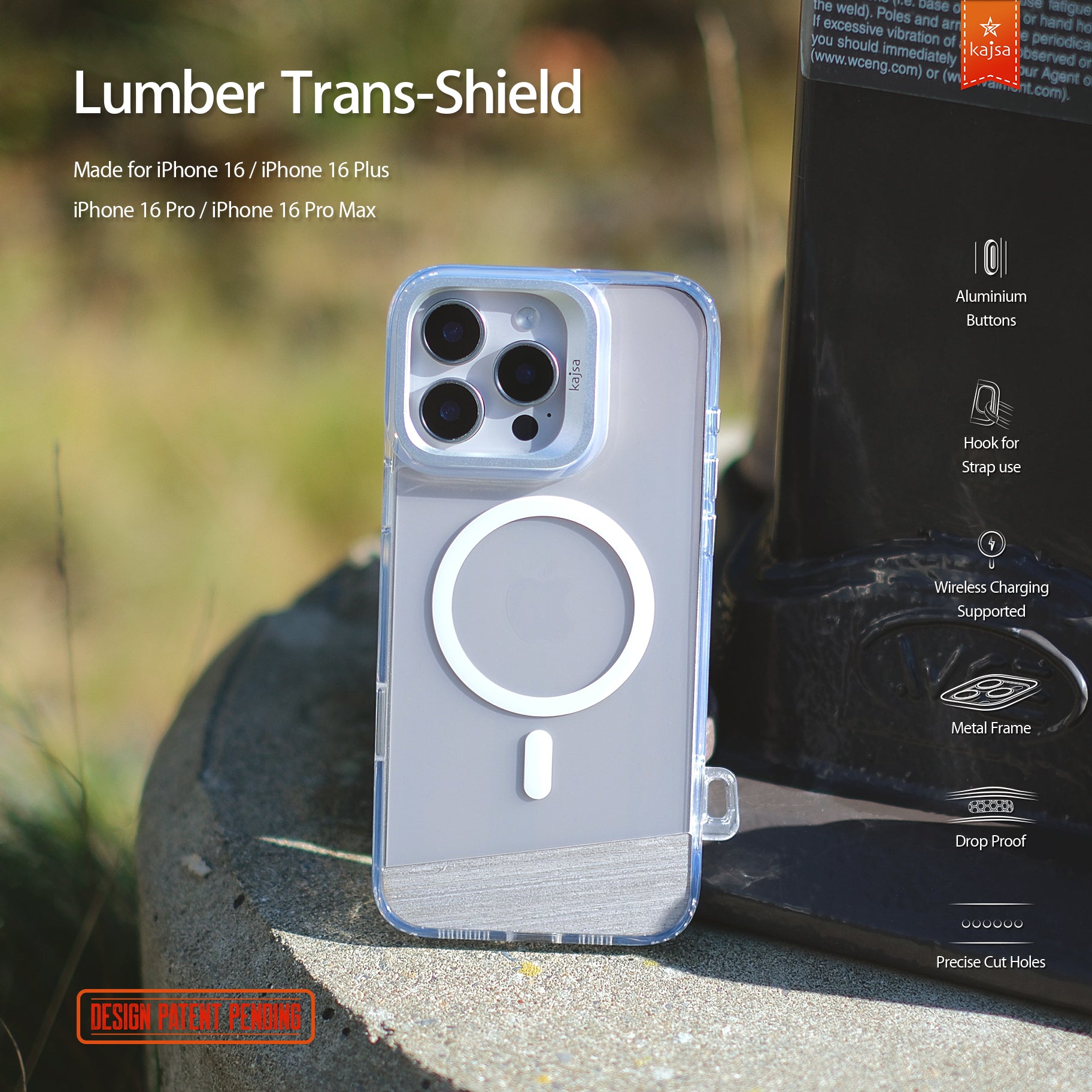 Trans-Shield Collection - Lumber Back Case for iPhone 16 (MagSafe Compatible)