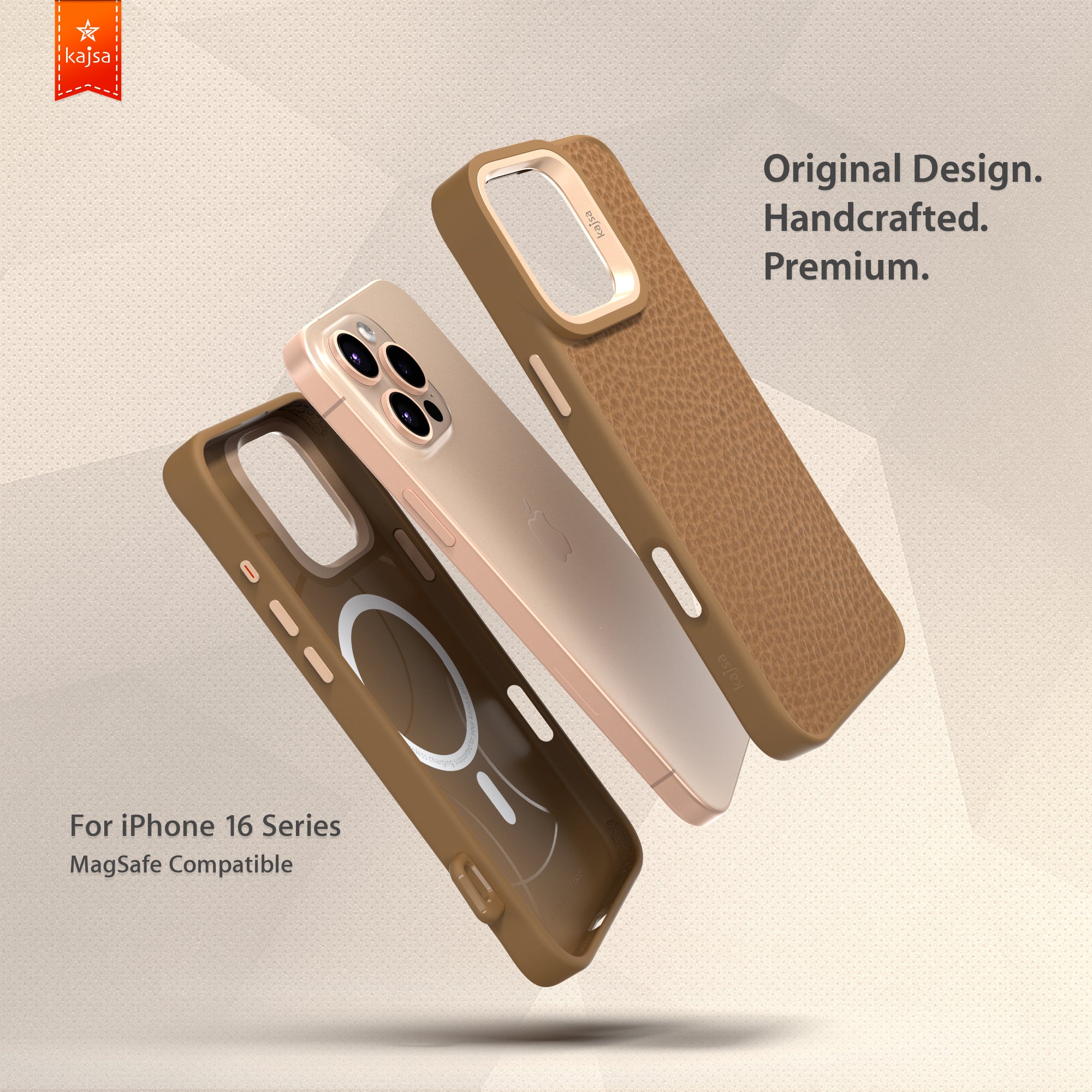 Genuine Leather Togo Litchi Pattern Back Case for iPhone 16 (MagSafe Compatible)