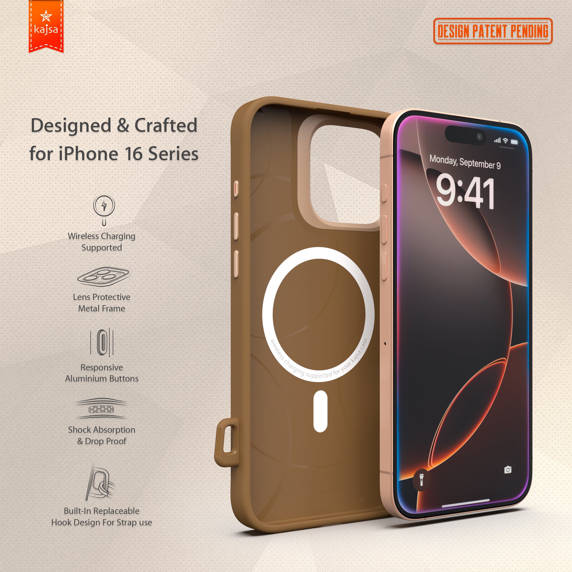 Genuine Leather Togo Litchi Pattern Back Case for iPhone 16 (MagSafe Compatible)