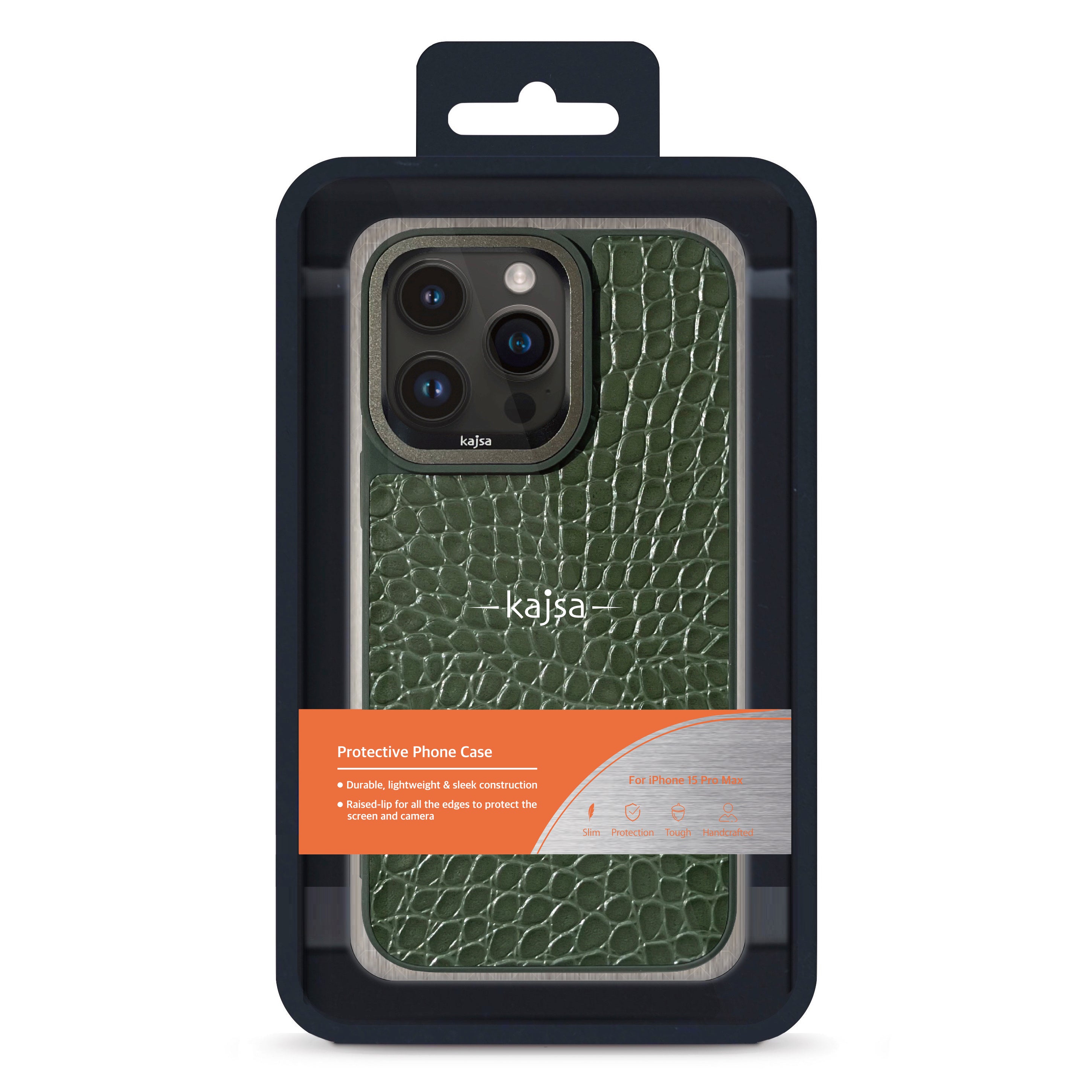 Genuine Leather Rock Pattern Back Case for iPhone 15