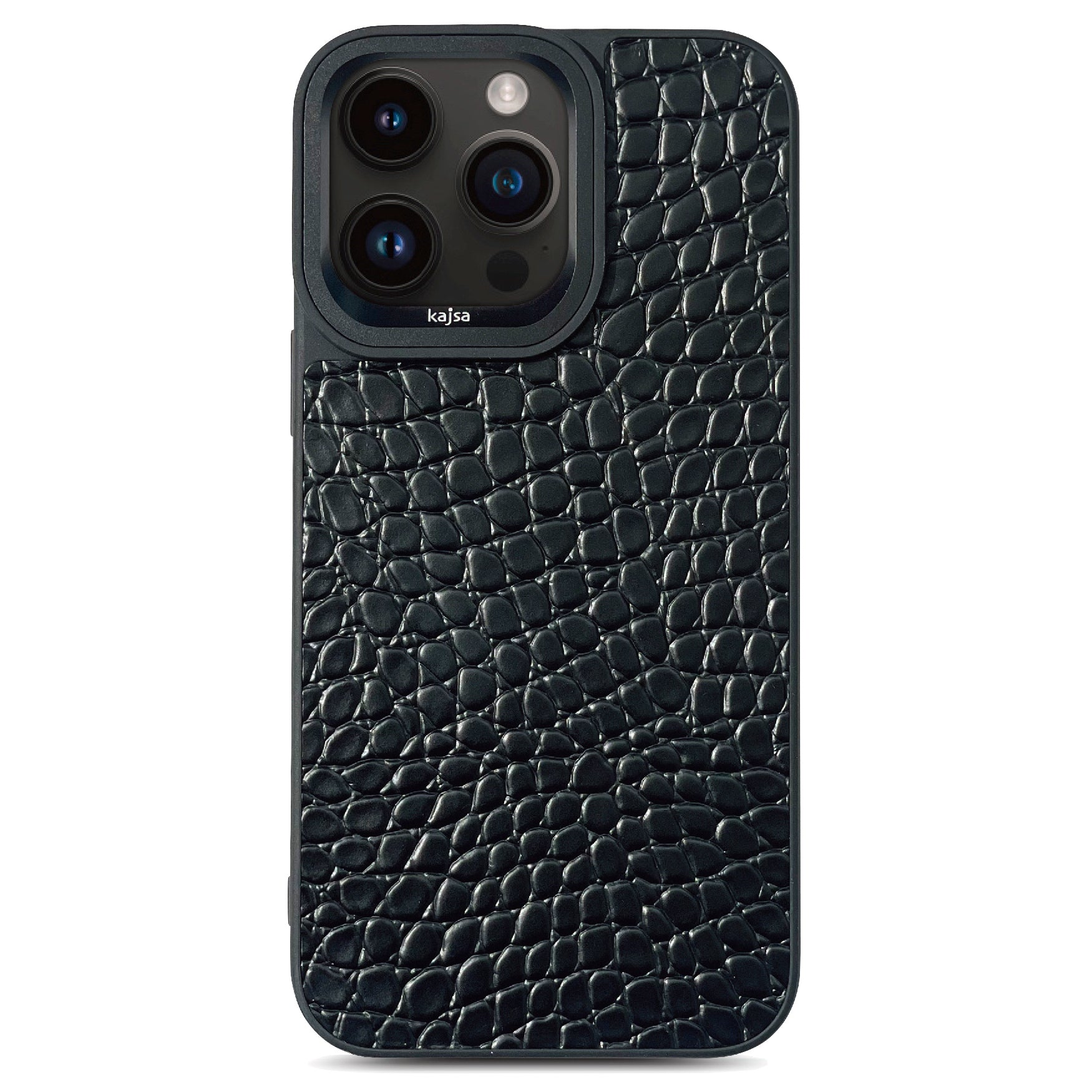 Genuine Leather Rock Pattern Back Case for iPhone 15